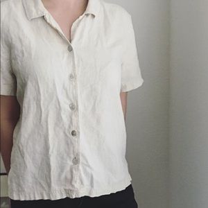 Vintage Linen Short Sleeve Button Up